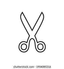 Scissor linear vector icon. Scissors cutting.