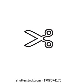 Scissor linear vector icon. Scissors cutting.