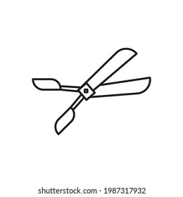 Scissor linear vector icon. Scissors cutting.