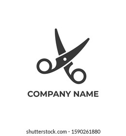 scissor logo design simple black and white vector 