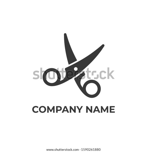 scissor logo
design simple black and white vector
