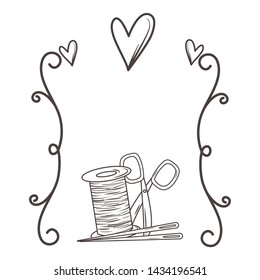 Scissor needle and thread of tailor shop design