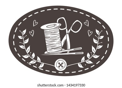 Scissor needle and thread of tailor shop design