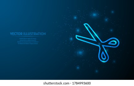 scissor on blue abstract background.  starlight background