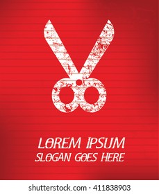 Scissor on red background,poster grunge design
