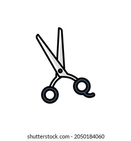 Scissor Opened Filled Icon - Barbershop Icon Design Vector Illustration.