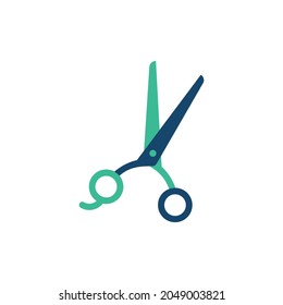 Scissor Opened Flat Icon Two-tone Color - Barbershop Icon Design Vector Illustration.