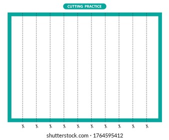 Scissor Practice Cutting Lines Sheet, Practice Cutting, Learn, Method To Learn Cutting Skills, Background, Printable