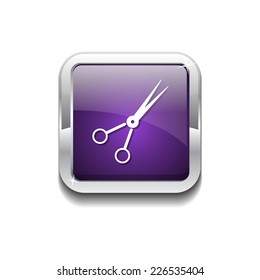 Scissor Purple Vector Icon Button