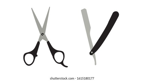 Scissor with razor vector icons
