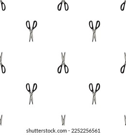 Scissor seamless pattern. Hand drawn professional pair of scissors cutting hair. Craft and scissoring. Vector print on white background