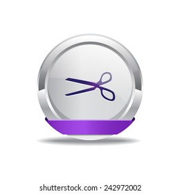 Scissor Sign Purple Vector Icon Button