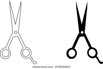 Scissor silhouette art. Scissor Flat Icon Design, cutting sign . black Scissors for cutting flat design. Vector illustration isolated on transparent background