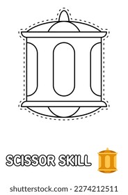 Scissor skill page with Lantern for kids