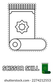 Scissor skill page with Prayer Rug for kids