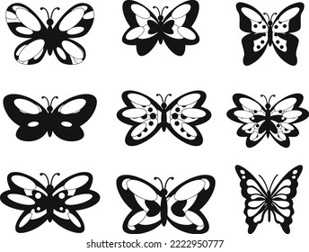 Scissor skills Butterfly isolated vector Silhouettes