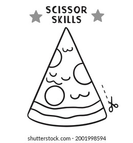 Scissor Skills and coloring. Cut and play, Cutting practice for preschool. Shape pizza, Color game for children, easy cut out 