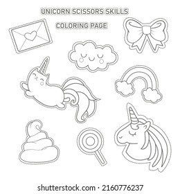 scissor skills unicorn  coloring page