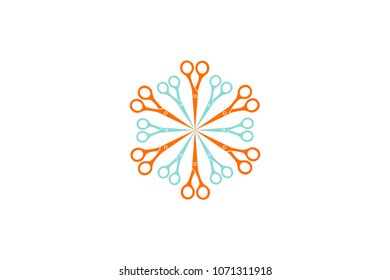 Scissor as Snowflake Logo Design