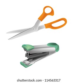 scissor and stapler  isolated on white background vector