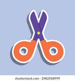 Scissor sticker icon, icons for school supplies