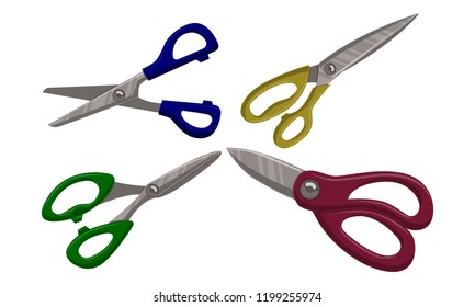 Scissor Template Vector Set Color