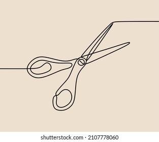 Scissor tool oneline continuous single line art