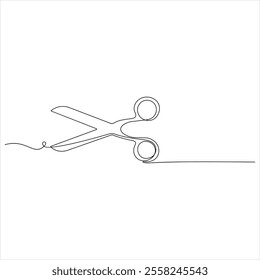 Scissor tool oneline continuous single line art drawing outline design vector illustration