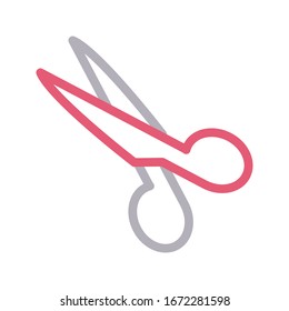 scissor vector color thin icon 