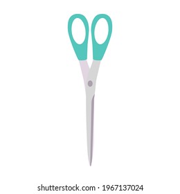 Scissor vector cut tool icon illustration isolated white design. Black symbol paper scissor tool equipment sign. Business object shape template handle cutting accessory stationery icon simple