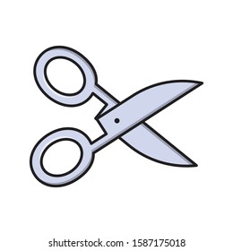 scissor vector flat color icon 