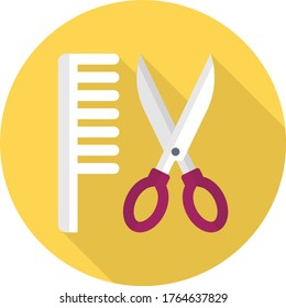 scissor vector flat color icon 