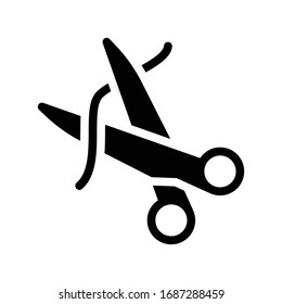 scissor vector glyph flat icon 