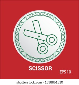 scissor vector icon, circle flat design internet button, web and mobile app illustration