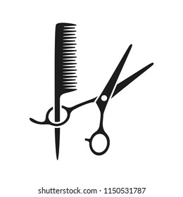 scissor vector icon conception with comb icon 