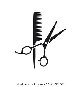 scissor vector icon conception with comb icon 