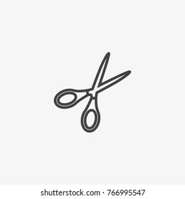Scissor vector icon on light-grey background
