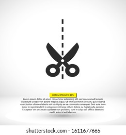 Scissor vector icon. Scissors cut vector icon design element or logo template. vector icon Black and white silhouette isolated.