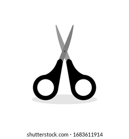 Scissor vector illustration with black colored handle.