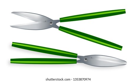 Scissor Vector. Metal Craft Object. 3D Realistic Scissor Icon. Garden Cutter Equipment. Illustration