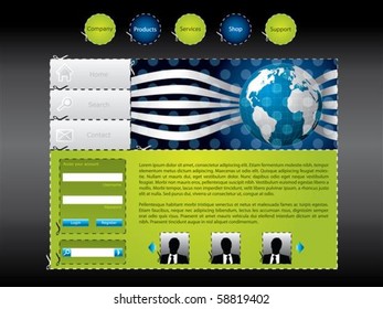 Scissored website template with globe