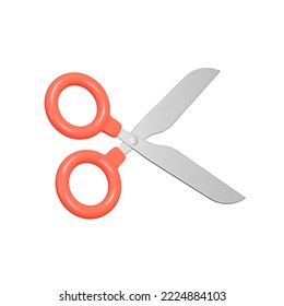 Scissors 3d icon. a tool for cutting various materials. Isolated object on transparent background