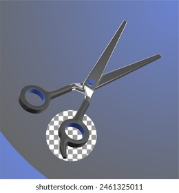 Scissors in 3d Illustration of Barbershop Theme