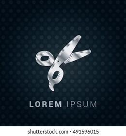 Scissors 3D silver/platinum metallic chromium precious Icon / Logo Design