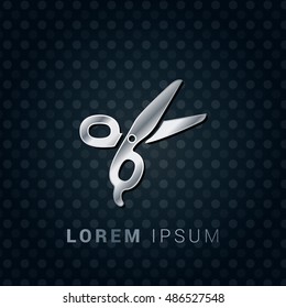 Scissors 3D Silver/Platinum/Steel Metallic Premium Icon / Logo Design