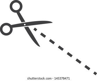 Scissors About To Cut On Dotted Line 