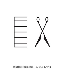 Tijeras y peine de peluquero Icono Ilustración Elemento Diseño