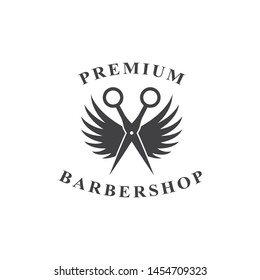 scissors barber shop logo and icon vector illustration design template