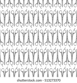 Scissors. Barber shop or tailor theme. Seamless pattern with scissors on the white background