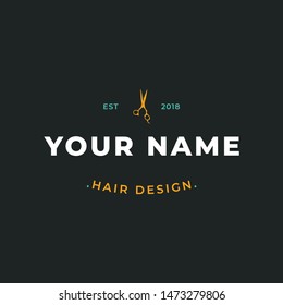 scissors barbershop logo badge design